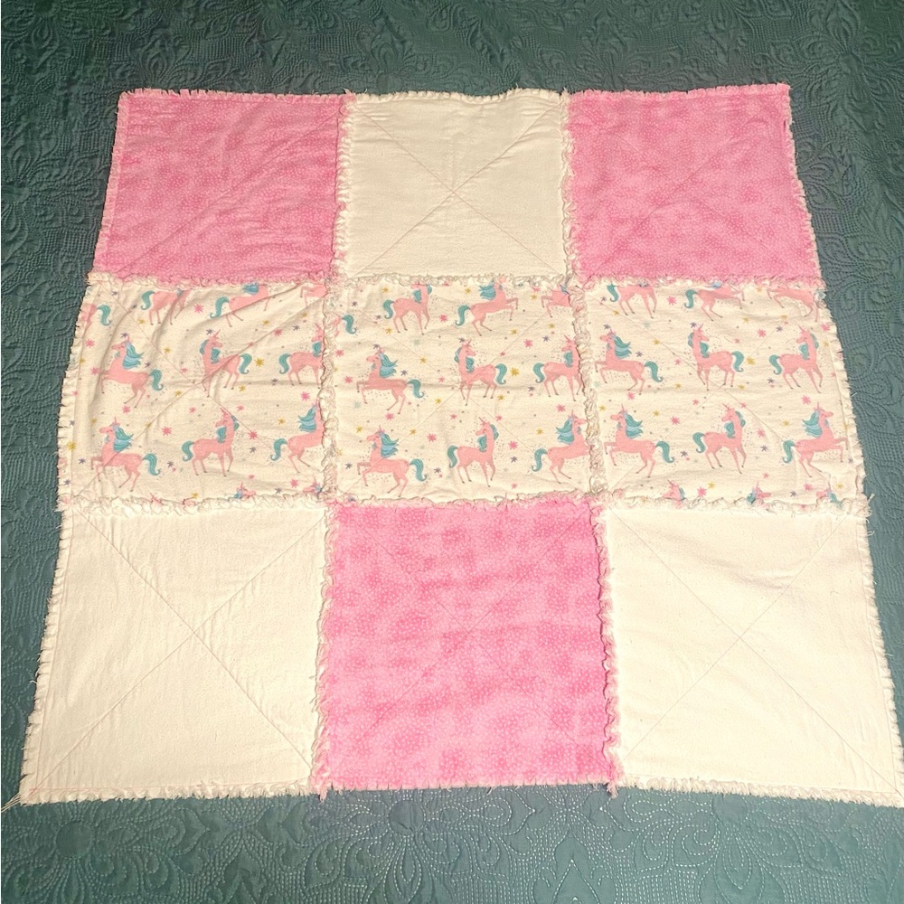 Pink and Cream Unicorn Baby Blanket